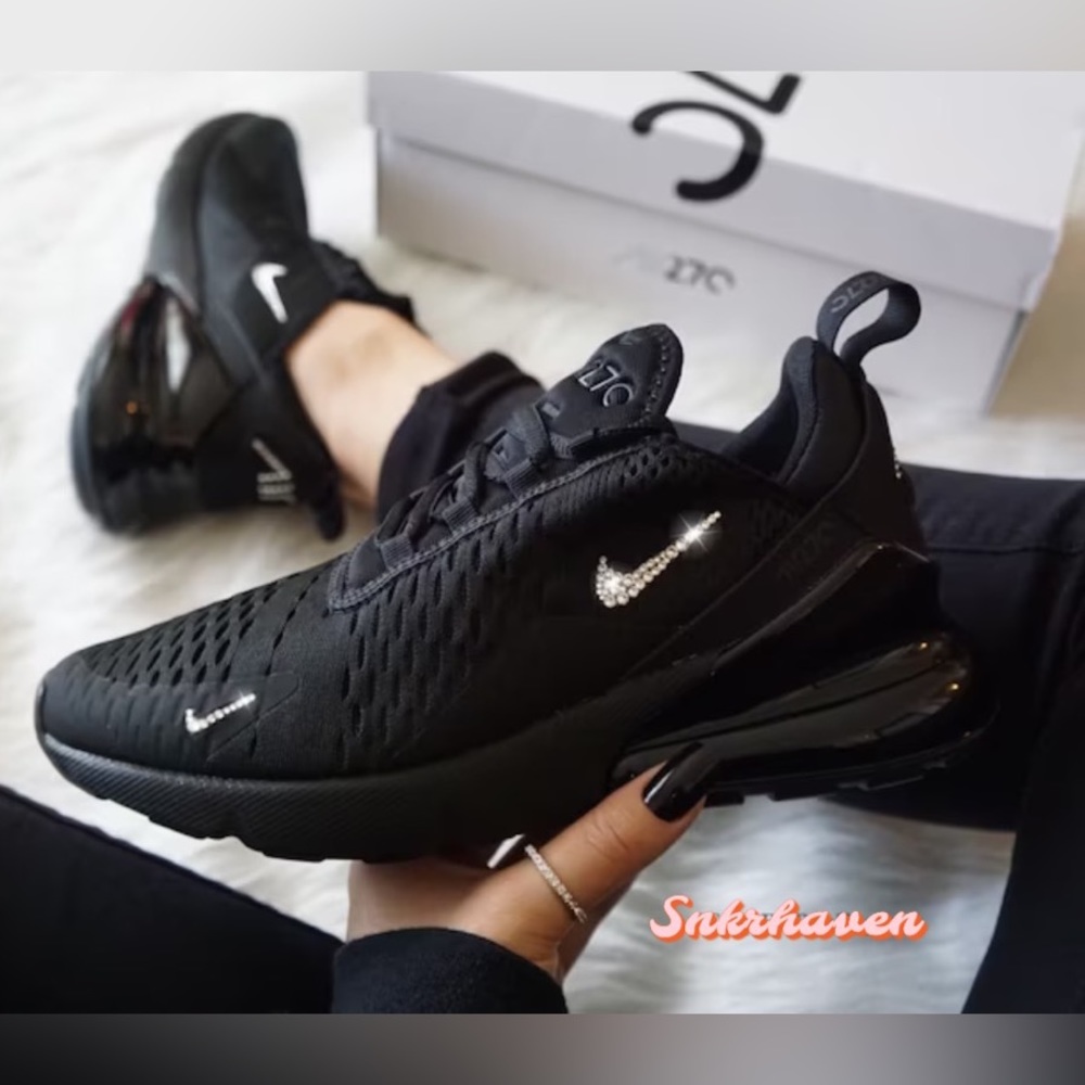 Nike black air max 270 crystals